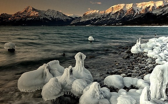 by darwinwiggett on Flickr.Abraham Lake in the winter, Kootenay Plains, Alberta, Canada.