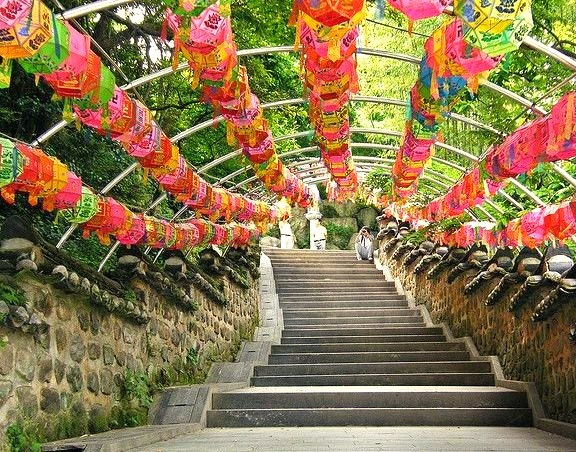 Colorful lanterns at Beomeosa Temple in South Korea