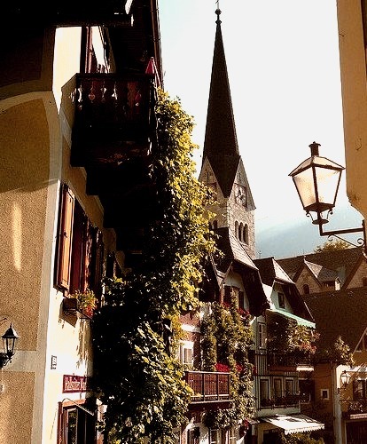 Picturesque streets of Hallstatt, Austria