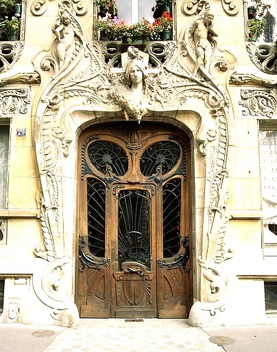 Art-Novueau doorway on Avenue Rapp, Paris, France
