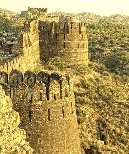 The walls of Rohtas Fort in Punjab, Pakistan
