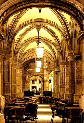 Cafe under the arches of the Vienna State Opera, Austria