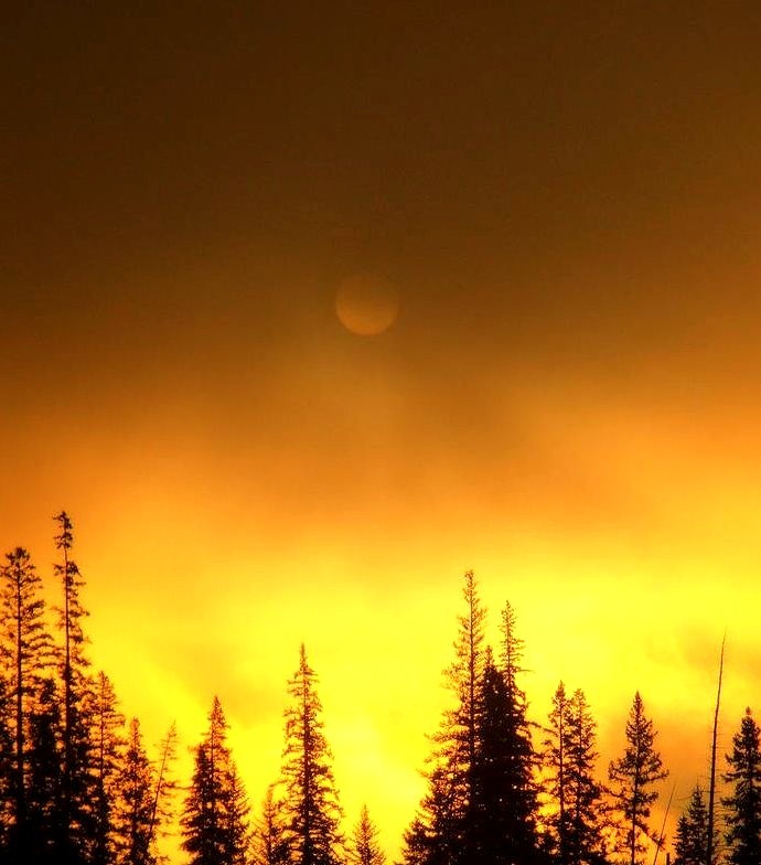 Moonset and sunrise in Alberta, Canada