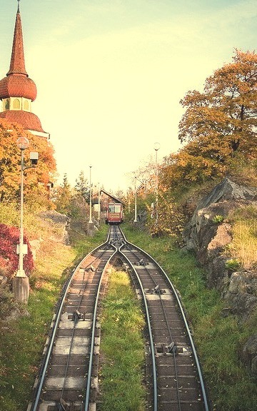 The funicular railway at Skansen Open Air Museum / Sweden